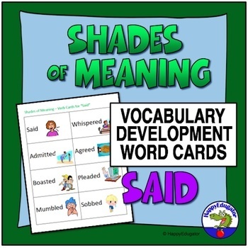Preview of Shades of Meaning Verb Cards SAID Synonyms