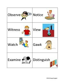 Synonyms Look, See, Watch worksheet
