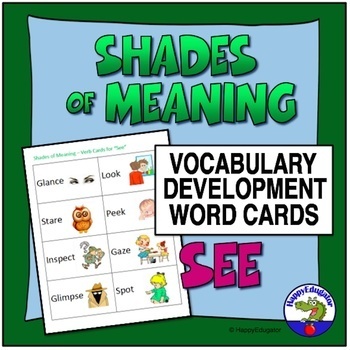 Preview of Shades of Meaning Verb Cards SEE Synonyms