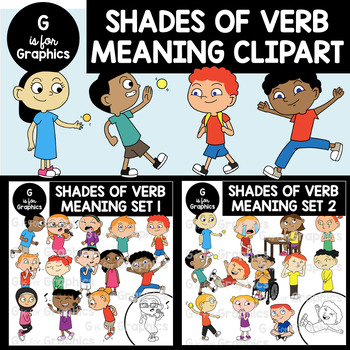 Preview of Shades of Verb Meaning Clipart Bundle