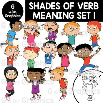 Preview of Shades of Verb Meaning Set 1 Clipart