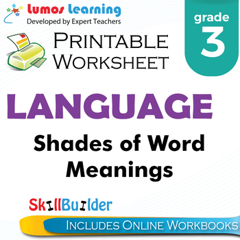 Preview of Shades of Word Meanings Printable Worksheet, Grade 3 - ELA