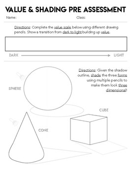 Preview of Online, Value Scale Bundle, Shading Worksheet, Assessment, Drawing Pencils