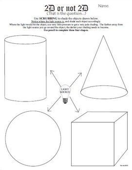 Shading Worksheet for Drawing (2D or not 2D) by ArtsyCat | TPT