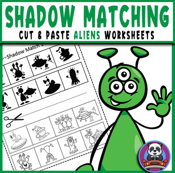 Preview of Shadow Matching Aliens Cut & Paste Worksheets - Activities Games