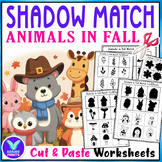 Shadow Matching Animals in Fall Cut & Paste Activities Wor