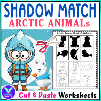 Preview of Shadow Matching Arctic Animals Cut & Paste Activities Worksheet