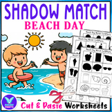Shadow Matching Beach Day Cut & Paste Activities Worksheet