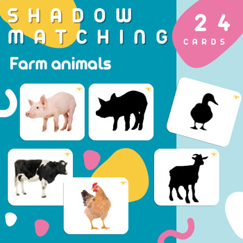 Preview of Shadow Matching Cards | Farm Animals | 12 Pairs | Printable Montessori Tool