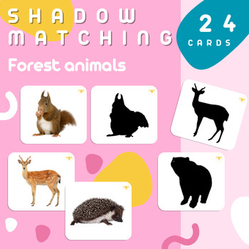 Preview of Shadow Matching Cards | Forest Animals | 12 Pairs | Printable Montessori Tool