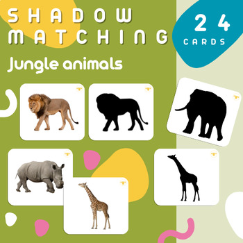 Preview of Shadow Matching Cards | Jungle Animals | 12 Pairs | Printable Montessori Tool