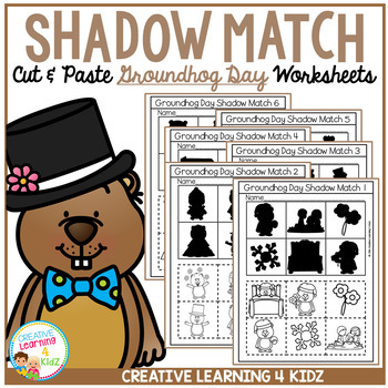 Preview of Shadow Matching Groundhog Day Cut & Paste Worksheets