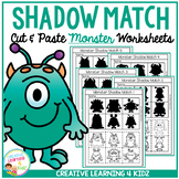 Shadow Matching Monster Cut & Paste Worksheets