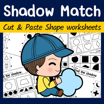 Preview of Shape Shadow Matching, Matching Sheet For Preschoolers, 2D 3D Shape Matching