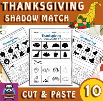 Preview of Shadow Matching Thanksgiving Cut & Paste Worksheet