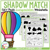 Shadow Matching Transportation Cut & Paste Worksheets