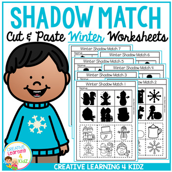 Preview of Shadow Matching Winter Cut & Paste Worksheets