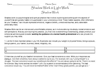 Preview of Shadow Work Worksheet: Embrace Transformation & Deep Inner Healing
