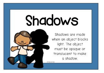 Preview of Shadows Poster Set/Anchor Charts | Science Centers
