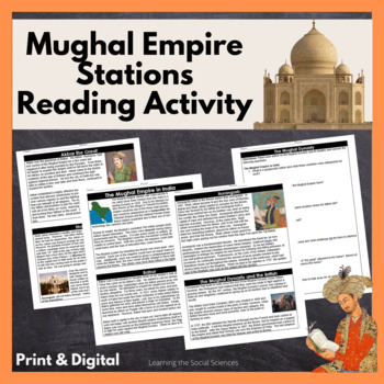 Preview of Mughal Empire Stations Readings: Babur, Akbar, Shah Jahan, More: Print & Digital
