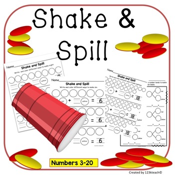 Preview of Shake and Spill, Shake & Spill - Numbers 3-20  Print or Digital-Differentiate