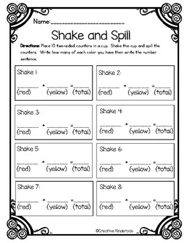 Preview of Shake and Spill Math Game FREEBIE
