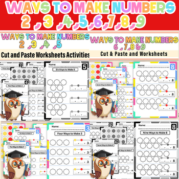 Preview of Shake and Spill | Ways to Make Numbers 2,3,4,5,6,7,8,9 |Add to Decompose Numbers