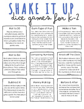 Preview of Shake it Up - Math Dice Games