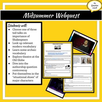 Preview of Shakespeare & A Midsummer Night's Dream Webquest