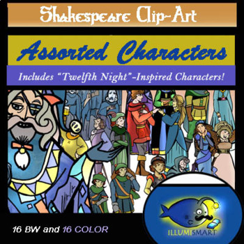 Preview of Shakespeare Assorted Characters Clip-Art! Twelfth Night and Beyond! 38 Pieces!