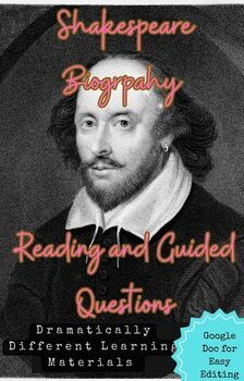 Preview of Shakespeare Biography  Introduction Resource Guide with Questions