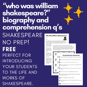 Preview of Shakespeare Biography and Comprehension Questions (FREE)