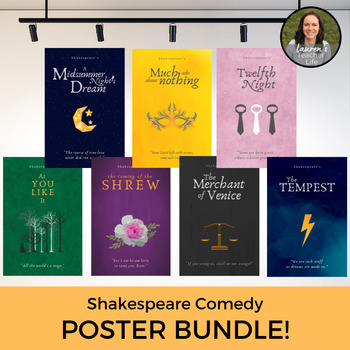 Preview of Shakespeare Comedies Poster BUNDLE Classroom Library Decoration