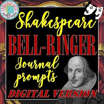 Preview of Shakespeare Digital Bell Ringer Journal Prompts for Distance Learning