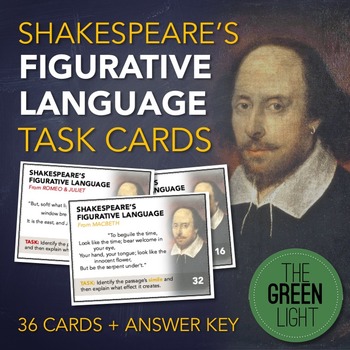 Preview of Shakespeare Figurative Language Task Cards: Bell-Ringers, Quizzes, Worksheet