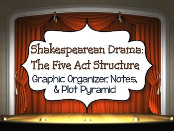 Preview of Shakespeare: Five Act Structure: Graphic Organizer, Notes, Plot Pyramid