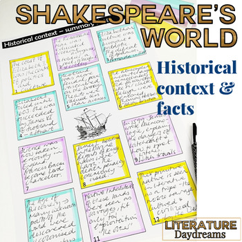 Preview of Shakespeare, Elizabethan, Jacobean Historical Information