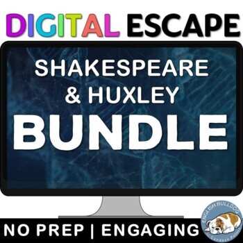 Preview of Shakespeare & Huxley Digital Escape Room Review Game Activity Bundle