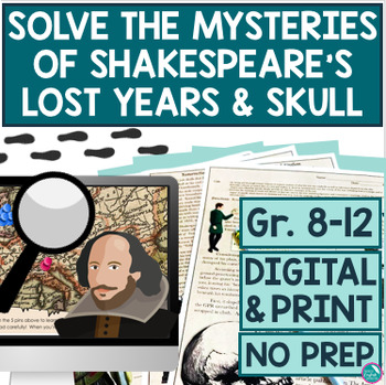 Preview of Shakespeare Introduction Activity Lost Years Informational Text Mystery Digital