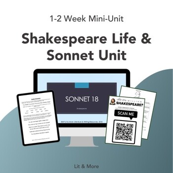 Preview of Shakespeare Life & Sonnet Unit - One Week Mini-Unit