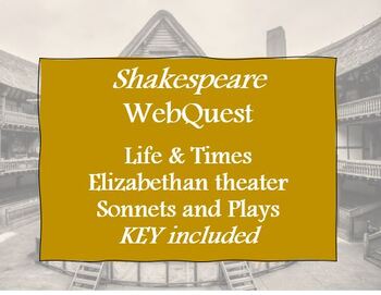 Preview of Shakespeare Life and Times & Globe Theater WebQuest graphic organizer w/KEY