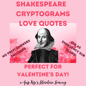 Preview of Shakespeare Love Cryptograms Puzzles Middle & High School Valentine's Day