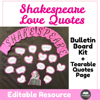 Preview of Shakespeare Love Quotes Bulletin Board Kit - Valentine's Day - Sonnets
