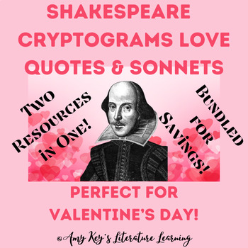 Preview of Shakespeare Love Sonnets & Quotes Cryptogram Puzzles Middle & High School
