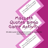 Shakespeare Macbeth Quotes Bingo Game Activity