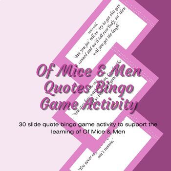 Preview of Of Mice and Men Quotes Bingo Game Activity