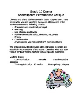 Preview of Shakespeare Performance Critique