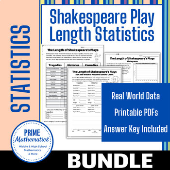 Preview of Shakespeare Play Length Statistics Bundle