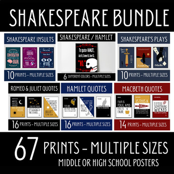Preview of Shakespeare Posters Bundle, English Classroom Decor, High School Prints