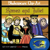 Shakespeare-Romeo & Juliet Clip-Art! 24 pieces (BW and Color!)